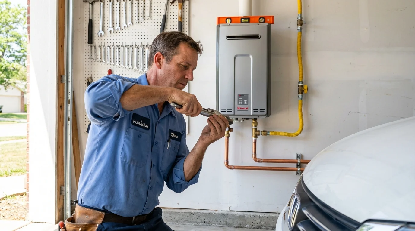 Tankless water heater installation by a Johns Plumbing LLC plumber in Sabetha